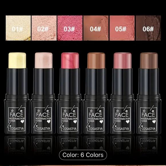 NEW 6 Piece Makeup Gift Set Contour Highlighter Blush Eye Shadow Lips 6 Colors - Picture 4 of 11